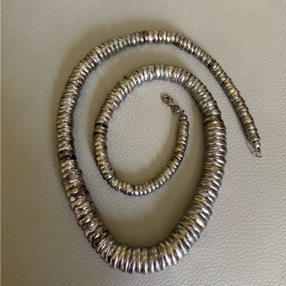 Jewelry - Vintage Pyrite Tyre Beads Silver Necklace